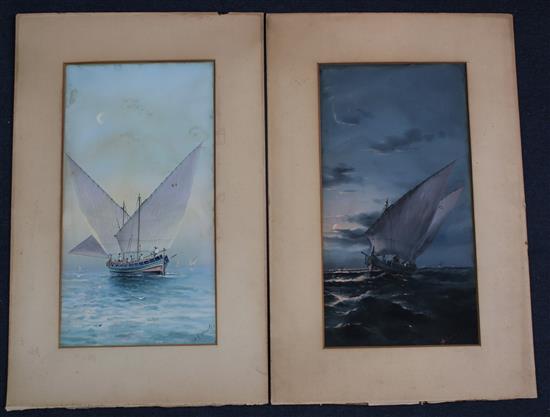 Vincenzo DEsposito (1886-1946) Fishing boats at sea and views of Valetta harbour, Malta, all unframed
